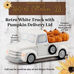 NIB SCENTSY RETRO WHITE TRUCK WITH PUMPKIN PATCH LID